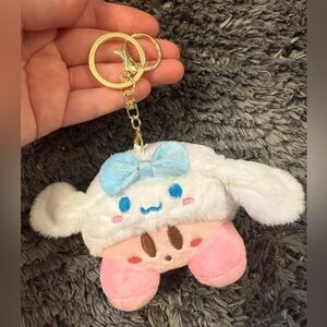 Cute Unique Fun Plush Sanrio Keychain with Mashup of Kirby & Cinnamoroll